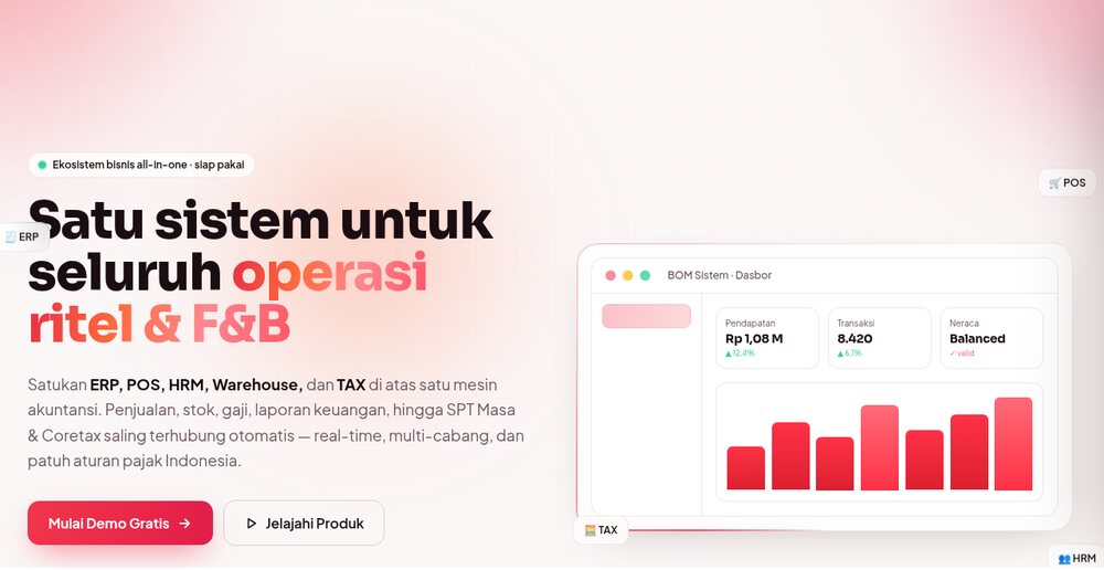 Tampilan situs BOM ERP