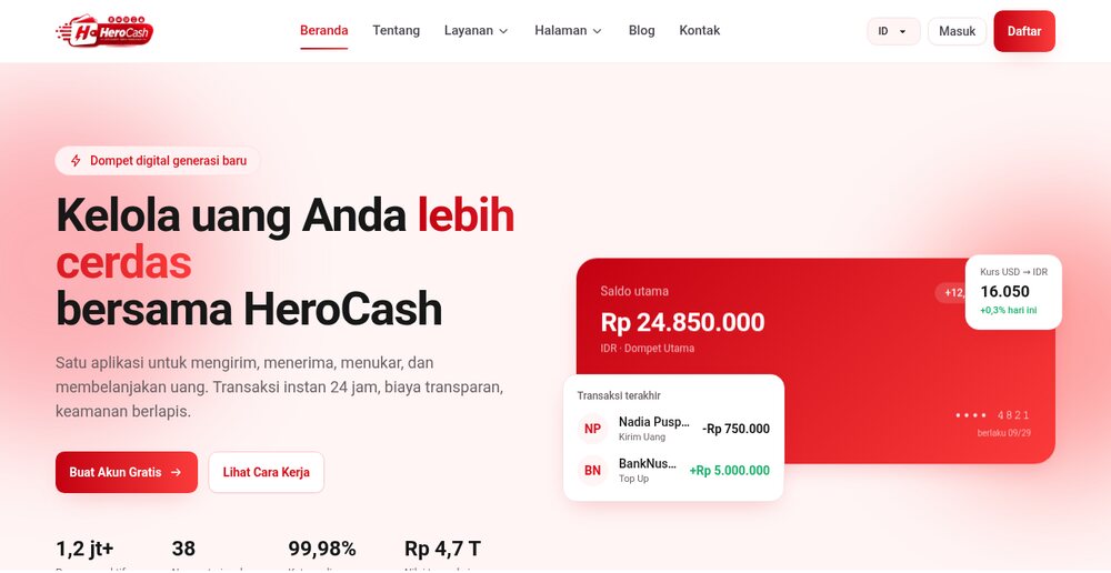 Tampilan situs HeroCash